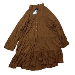 NWT CCX by City Chic Brown Button swing Tunic Dress Plus size 16